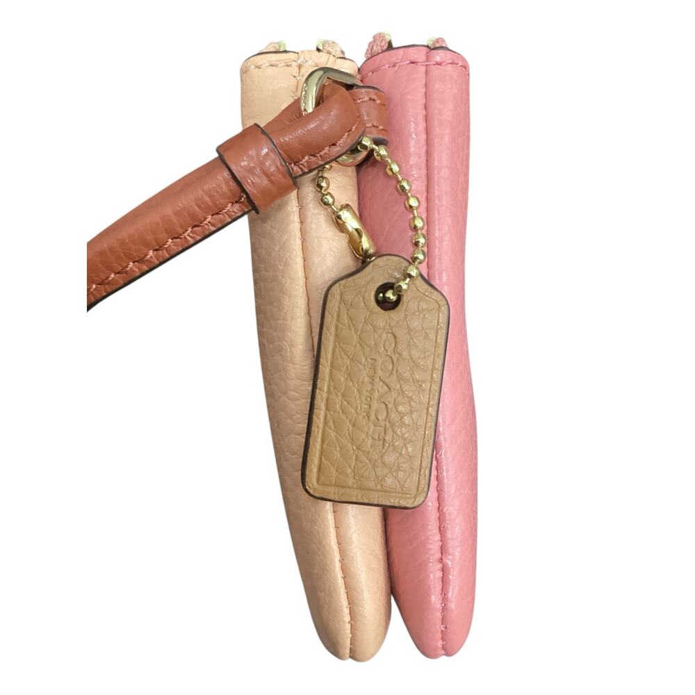 NWT Coach Wristlet/ Wallet Women’s One Size Double Corner Zip Pink And Orange - Picture 3 of 10